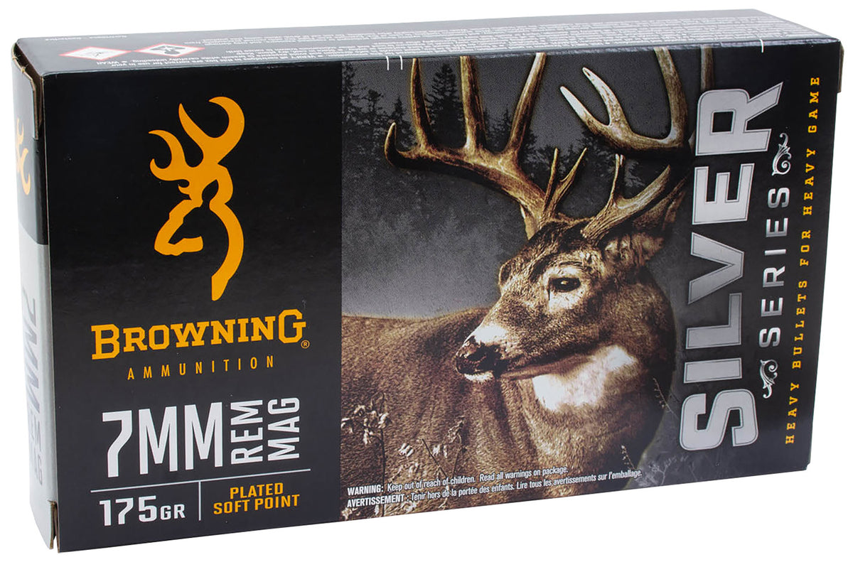 Browning 7mm Remington Mag Silver Plated Soft Point 175 Grain 20/Box