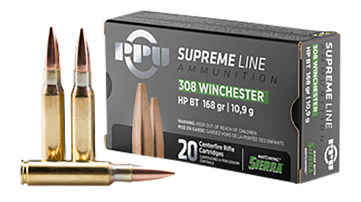Prvi Partizan .308 Win / 7.62x51mm Supreme Line Sierra MatchKing Boat Tail Hollow Point 168 Grain 20/Box