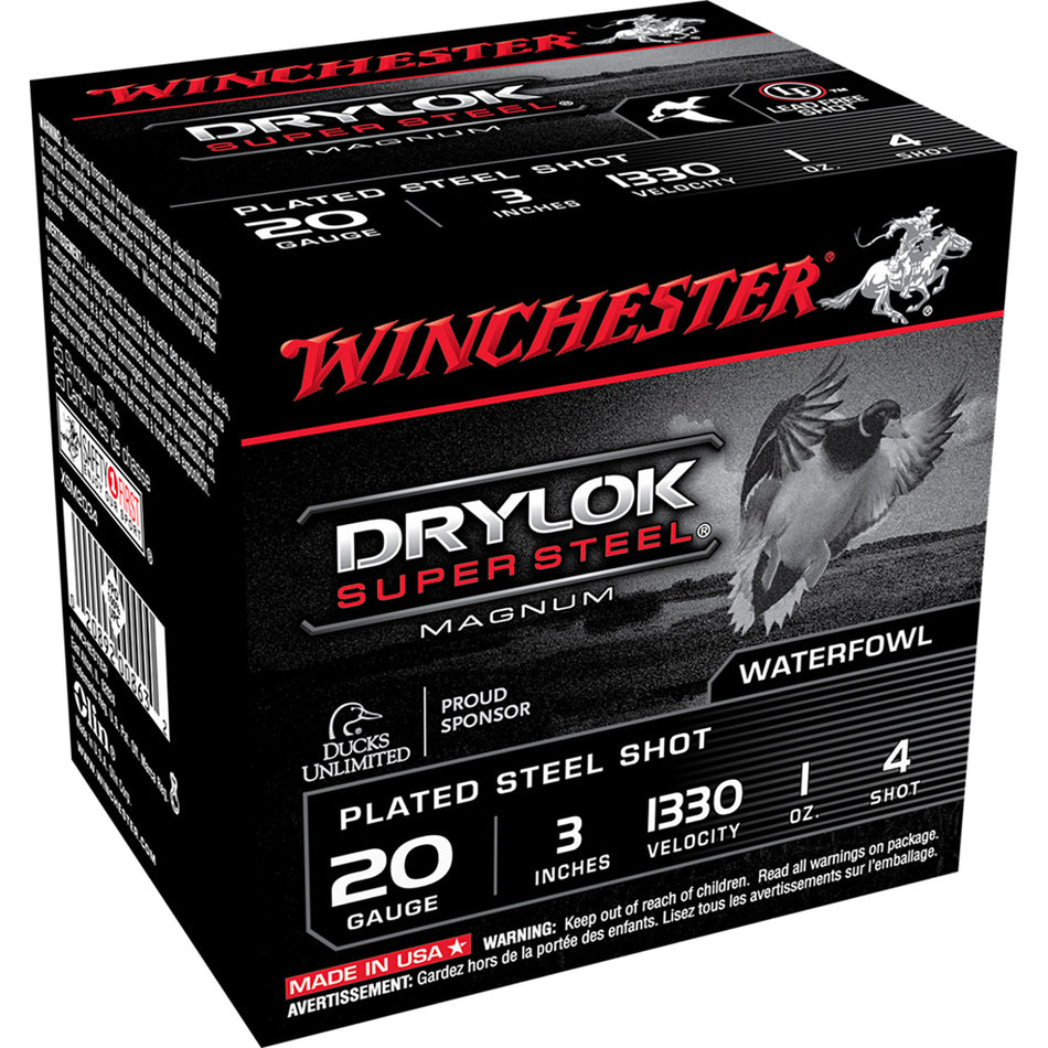Winchester 20 Gauge Drylok Super Steel Magnum #4 1 oz 3 in 25/Box