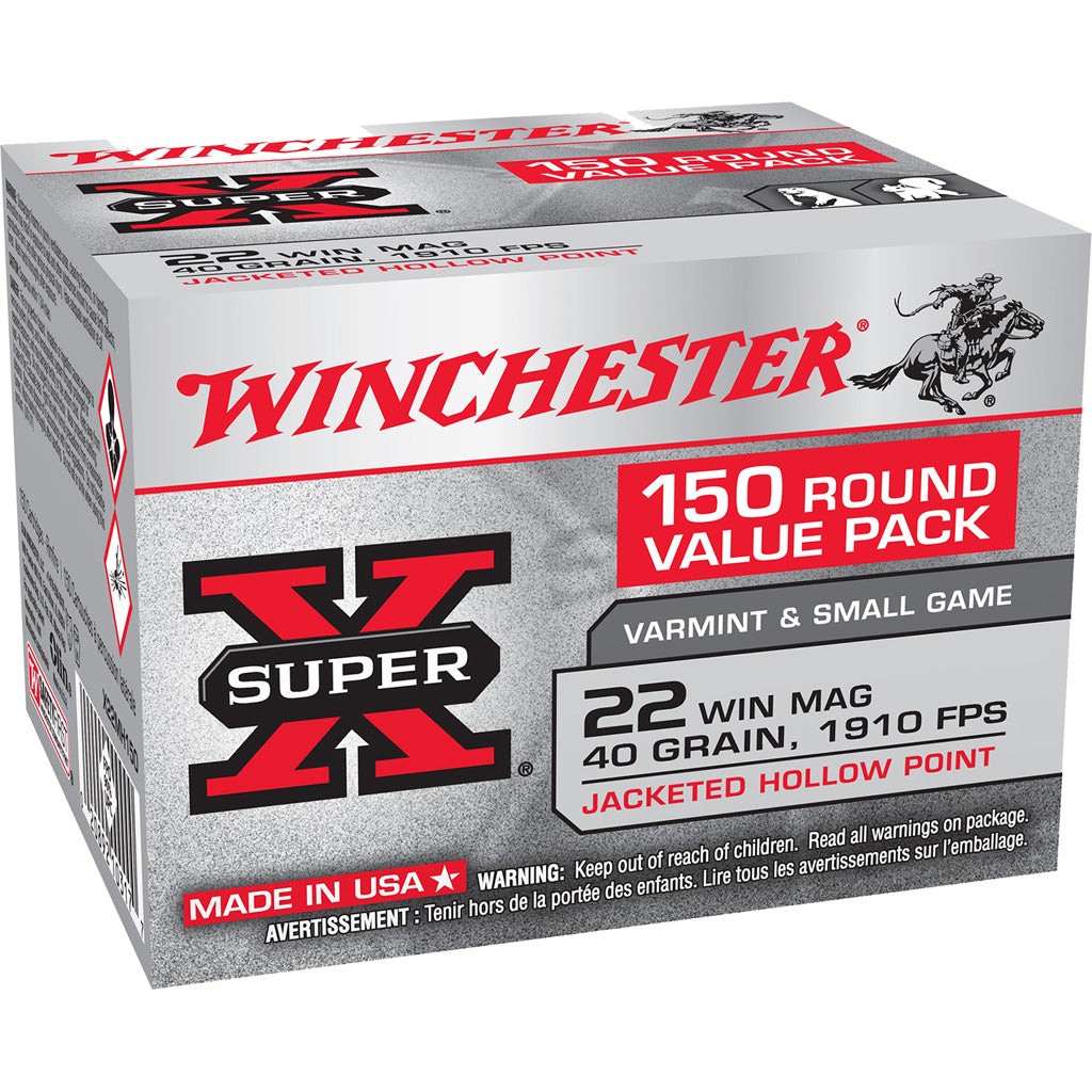 Winchester .22 Magnum / WMR Super-X Value Pack Jacketed Hollow Point 40 Grain 150/Box