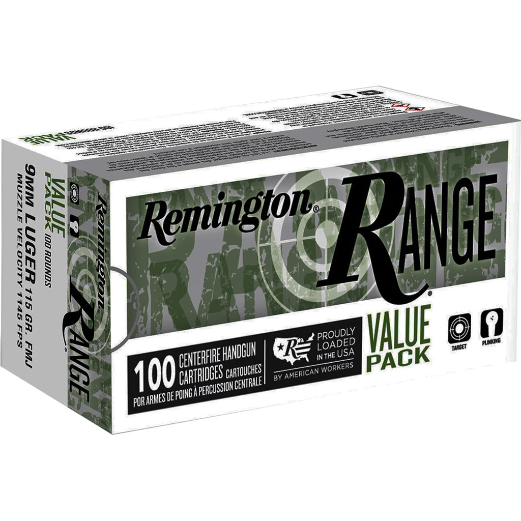 Remington 9mm Luger / Parabellum Range Value Pack Full Metal Jacket 115 Grain 100/Box