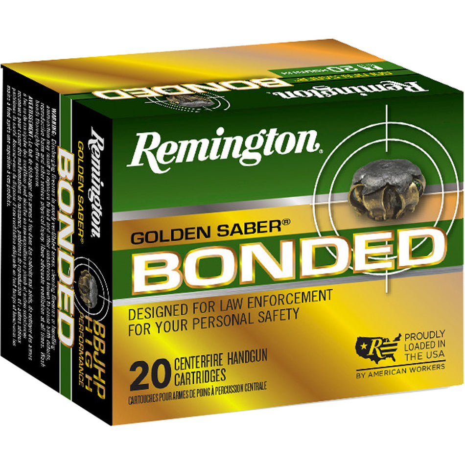 Remington .40 S&W Golden Saber Bonded Brass Jacketed Hollow Point 180 Grain 20/Box