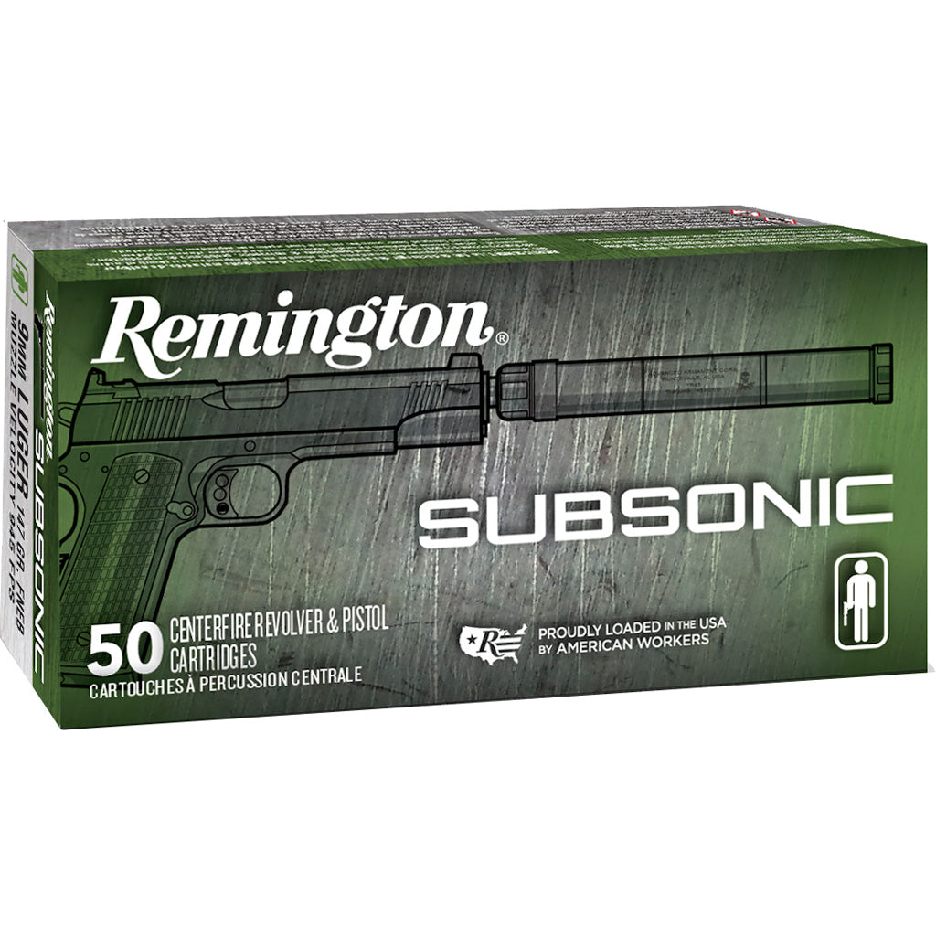 Remington 9mm Luger / Parabellum Subsonic Flat Nose Enclosed Base 147 Grain 50/Box