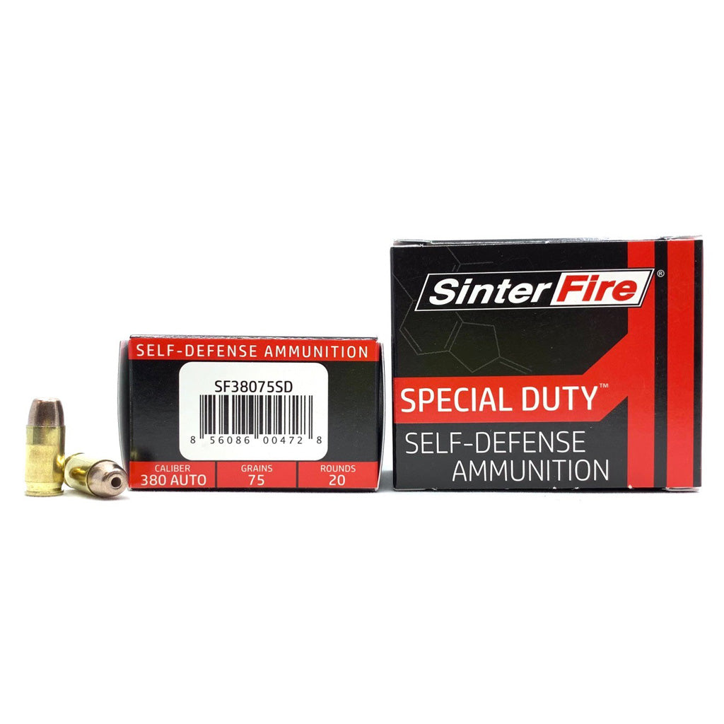 SinterFire .380 ACP/Auto Special Duty (SD) Lead Free Frangible Hollow Point 75 Grain 20/Box