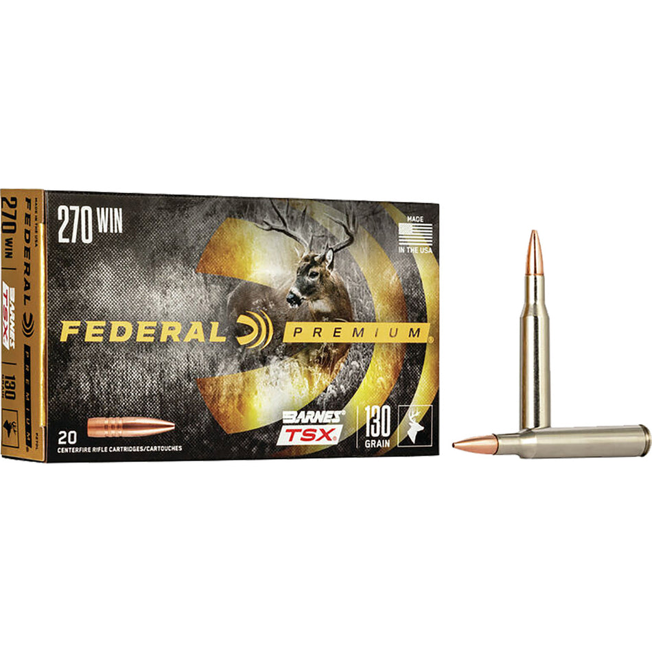 Federal .270 Winchester Premium Barnes TSX 130 Grain 20/Box [Item 2498]