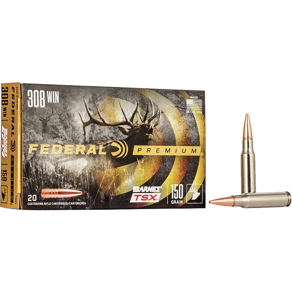 Federal .308 Win / 7.62x51mm Premium Barnes TSX 150 Grain 20/Box
