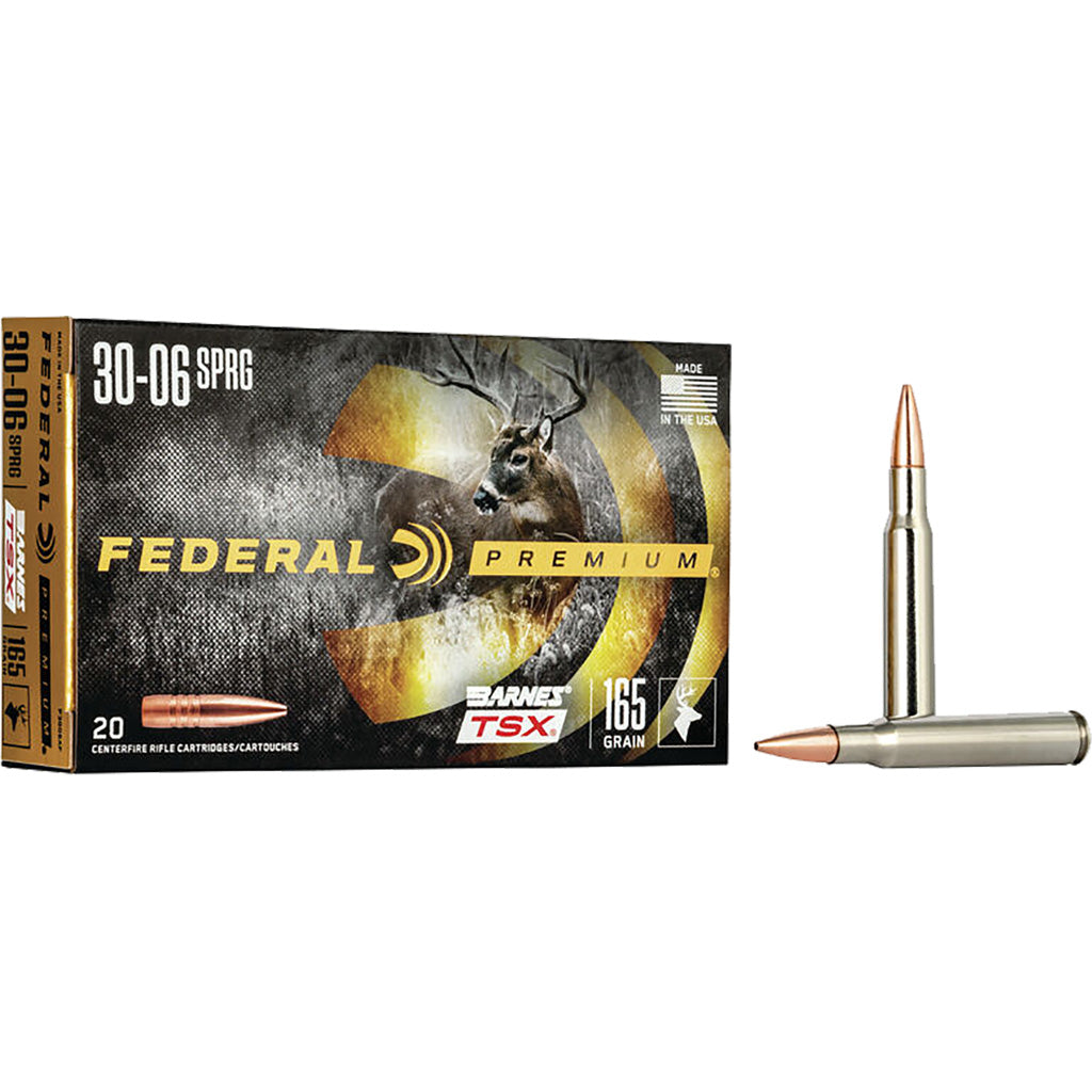 Federal .30-06 Springfield Premium Barnes TSX Solid Hollow Point Lead Free 165 Grain 20/Box