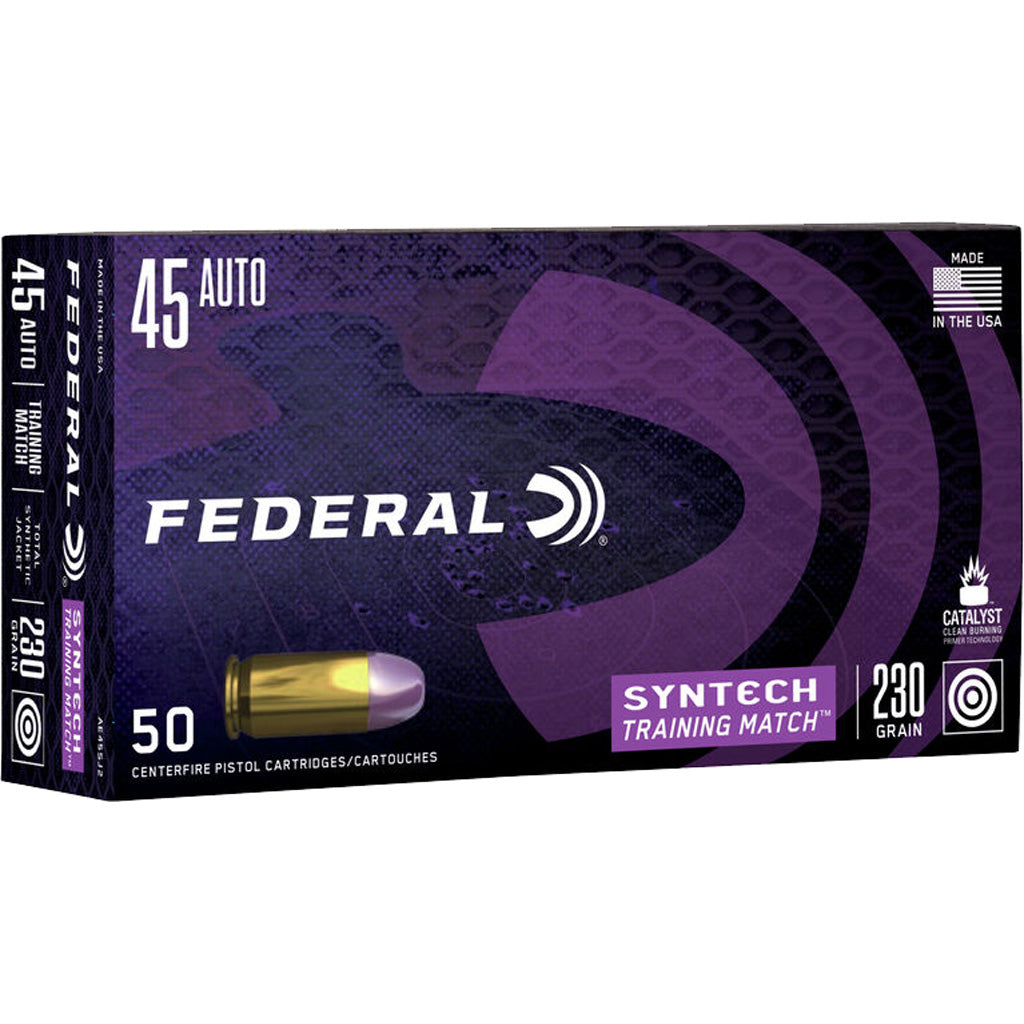 Federal .45 ACP/Auto Syntech Training Match Training Match Total Syntech Jacket Flat Nose 230 Grain 50/Box