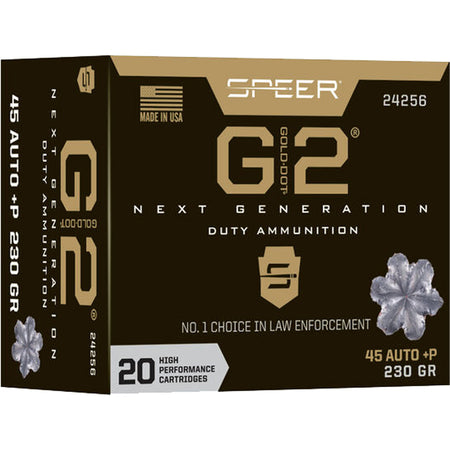 Speer .45 ACP/Auto Gold Dot G2 Duty +P Hollow Point 230 Grain 20/Box