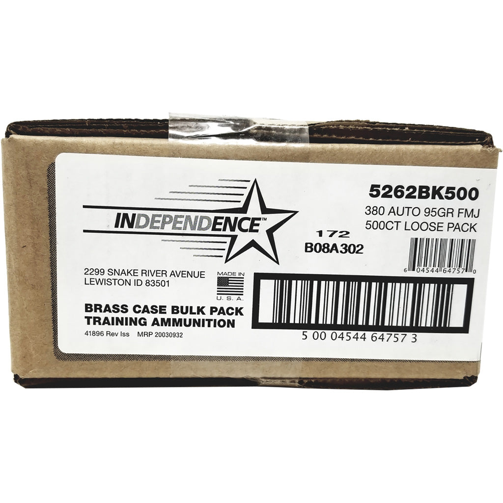 Independence .380 ACP/Auto Brass Full Metal Jacket 95 Grain 500/Box