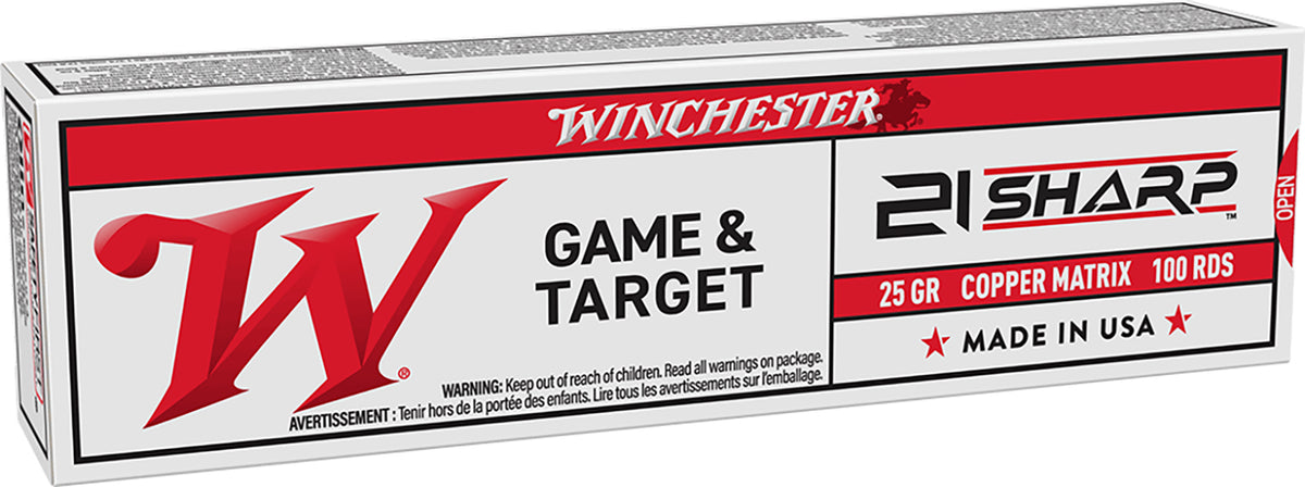 Winchester .21 Sharp Game & Target Copper Solid 25 Grain 100/Box