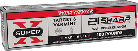 Winchester .21 Sharp Super X Jacketed Hollow Point 34 Grain 100/Box