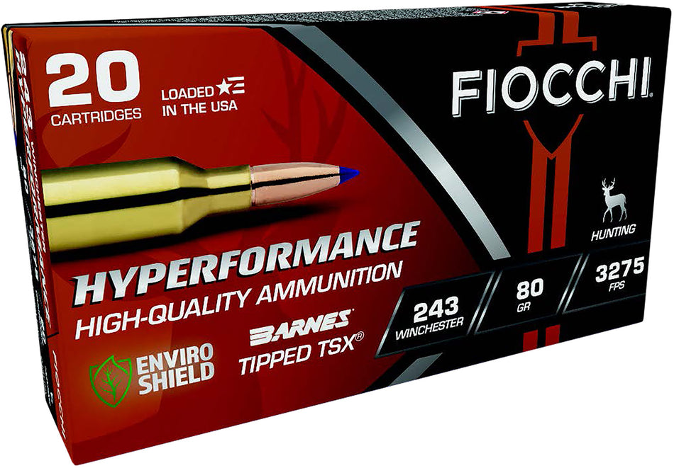 Fiocchi .243 Winchester Polymer Tip Boat Tail Lead Free Ballistic Tip 80 Grain 20/Box