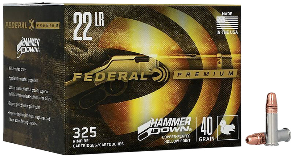 Federal .22 Long Rifle HammerDown Plated Hollow Point 40 Grain 325/Box
