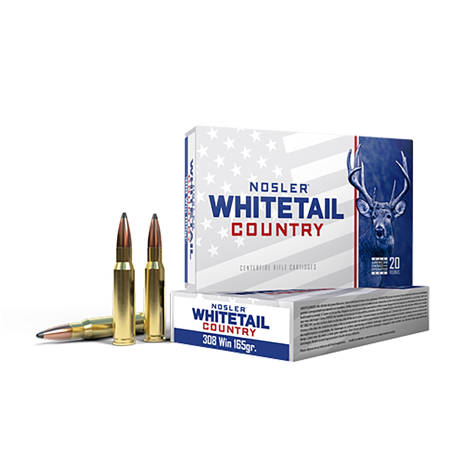 Nosler .308 Win / 7.62x51mm Whitetail Country Boat Tail Spire Point 165 Grain 20/Box