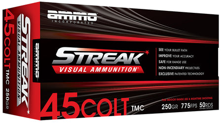 Ammo Inc .45 Long Colt Streak Red Total Metal Jacket 250 Grain 50/Box