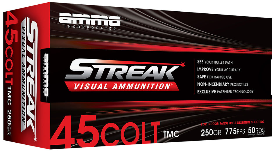 Ammo Inc .45 Long Colt Streak Red Total Metal Jacket 250 Grain 50/Box