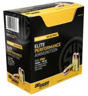 Sig Sauer 10mm Auto E10MM FMJ Training,Target Full Metal Jacket 180 Grain 200/Box