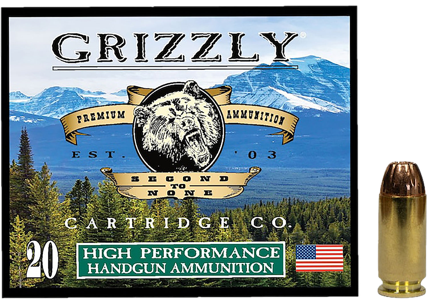 Grizzly Cartridge .40 S&W Hollow Point Jacketed Hollow Point 200 Grain 20/Box