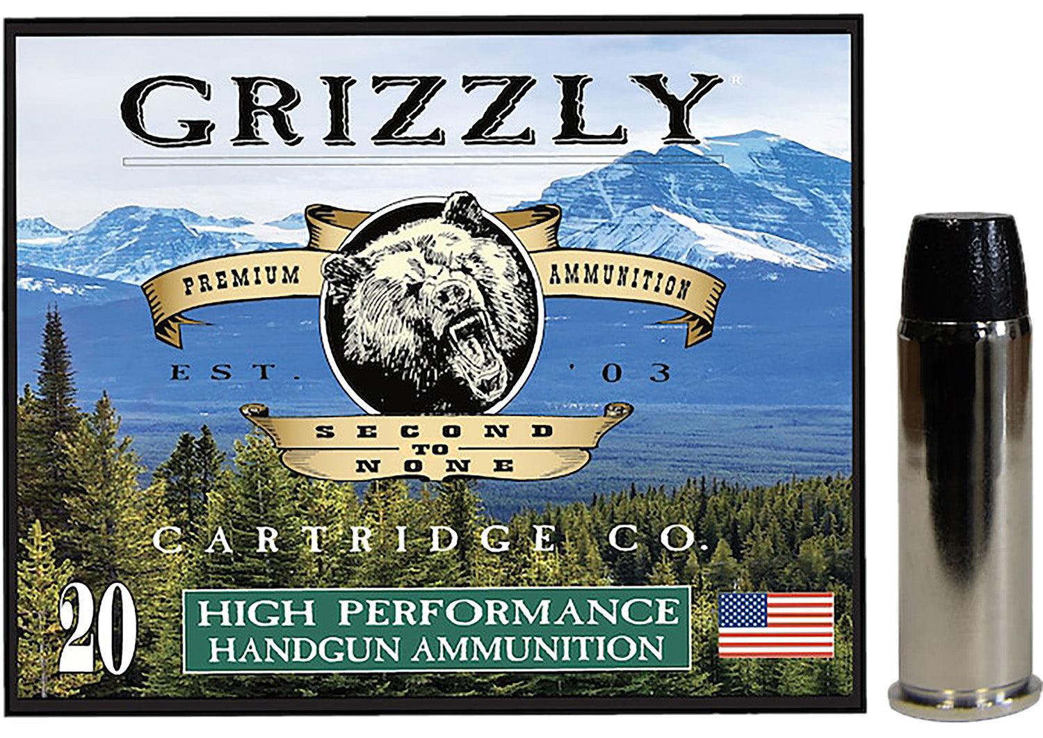 Grizzly Cartridge .44 Magnum  Wide Flat Nose Gas Check 260 Grain 20/Box
