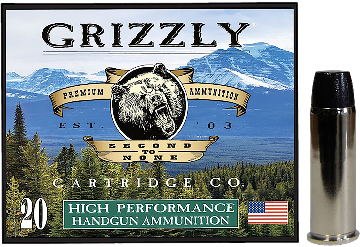 Grizzly Cartridge .44 Magnum  Wide Flat Nose Gas Check 300 Grain 20/Box