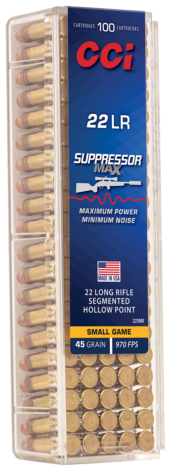 CCI .22 Long Rifle SUPPRESSOR MAX Lead Hollow Point 45 Grain 100/Box