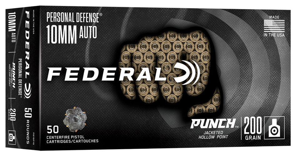Federal 10mm Auto PUNCH Jacketed Hollow Point 200 Grain 50/Box