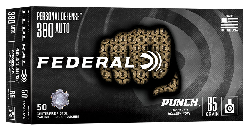 Federal .380 ACP/Auto PUNCH Jacketed Hollow Point 85 Grain 50/Box