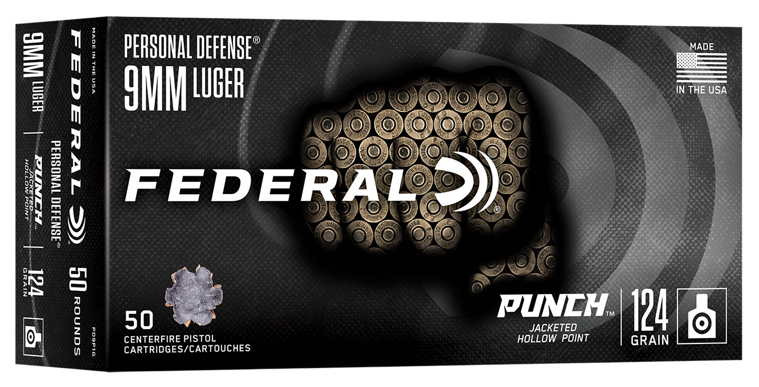 Federal 9mm Luger / Parabellum PUNCH Jacketed Hollow Point 124 Grain 50/Box