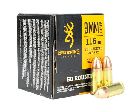 Browning 9mm Luger / Parabellum Training & Practice Full Metal Jacket 115 Grain 50/Box [Item 8360]