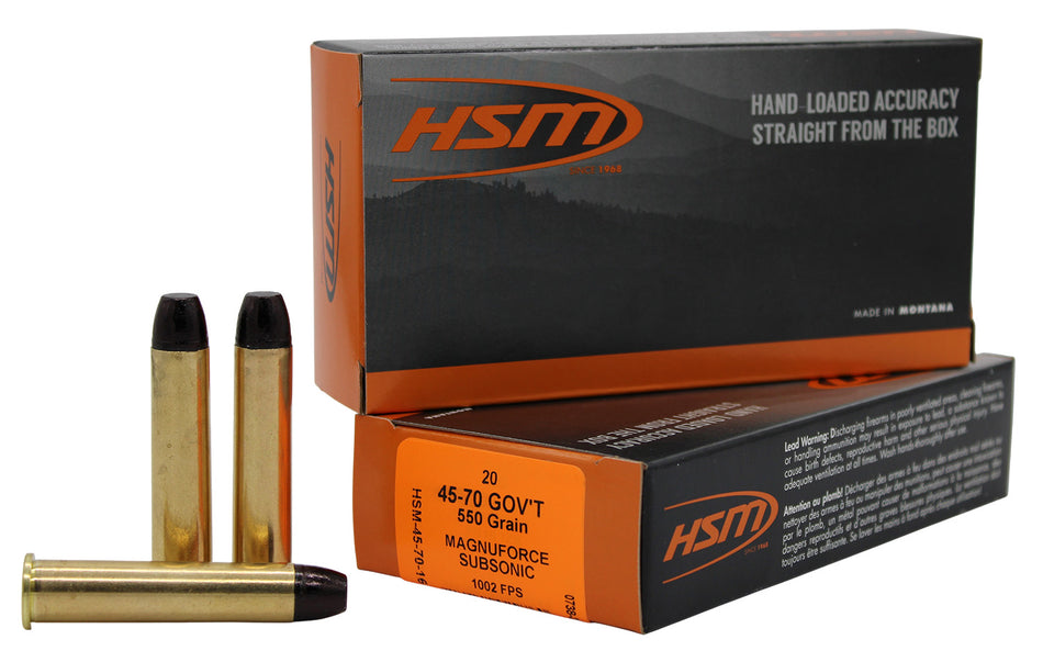 HSM .45-70 Government  Hard Cast Lead Flat Nose 550 Grain 20/Box