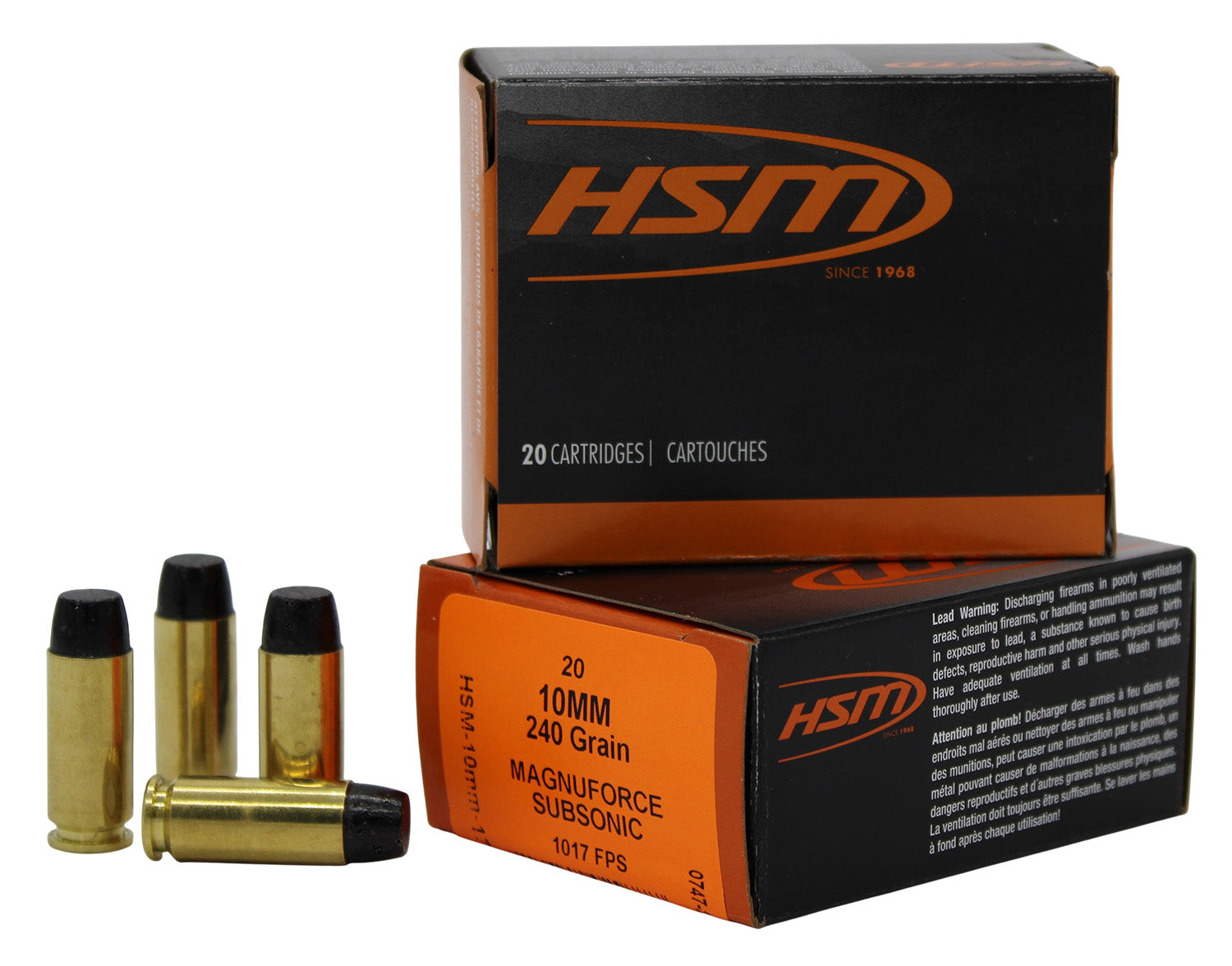 HSM 10mm Auto  Hard Cast Lead Flat Nose 240 Grain 20/Box