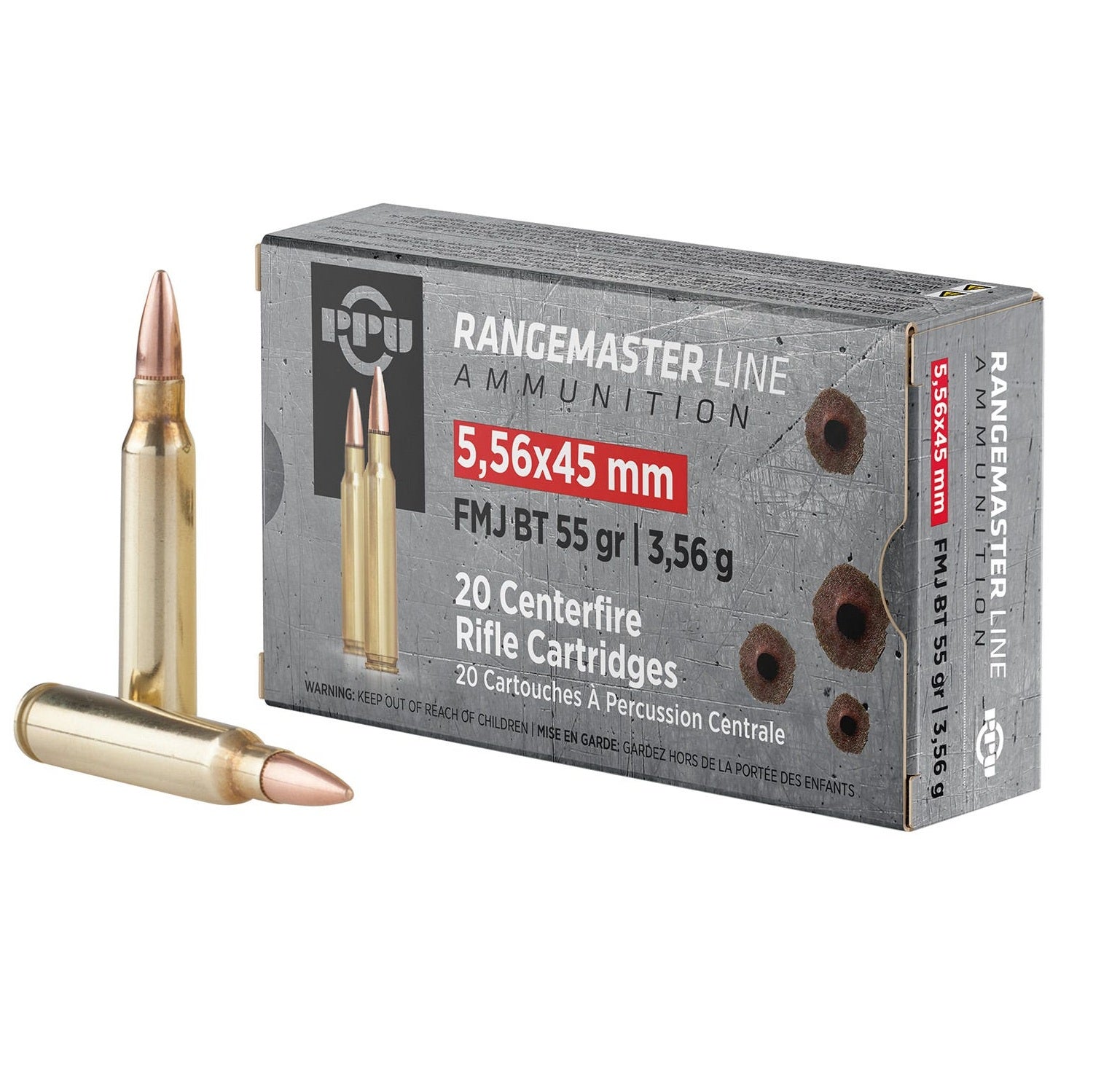 Prvi Partizan 5.56x45mm NATO Rangemaster Full Metal Jacket Boat Tail 55 Grain 20/Box