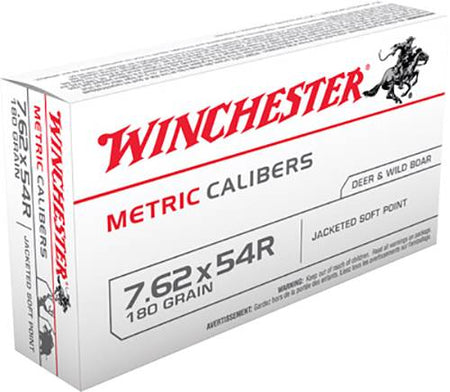 Winchester 7.62x54mmR METRIC CALIBERS Full Metal Jacket/Soft Point Deer Soft Point 180 Grain 20/Box