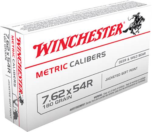 Winchester 7.62x54mmR METRIC CALIBERS Full Metal Jacket/Soft Point Deer Soft Point 180 Grain 20/Box