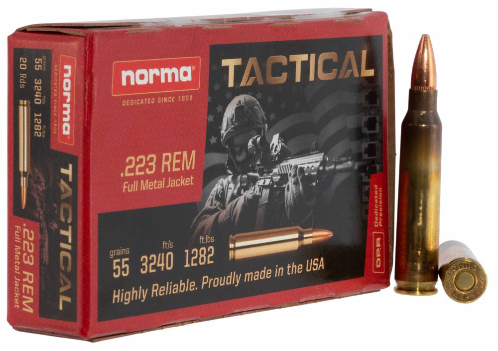 Norma .223 Remington TacCenterfire Target,Competition Full Metal Jacket 55 Grain 20/Box