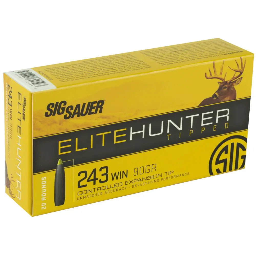 Sig Sauer .243 Winchester Polymer Tip Boat TailSig Sauer Elite Hunter Tipped Boat Tail Tipped 90 Grain 20/Box
