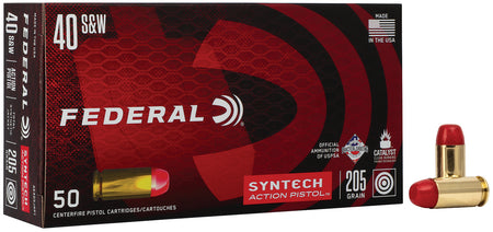 Federal .40 S&W American Eagle Syntech Action Pistol Total Syntech Jacket Flat Nose 205 Grain 50/Box