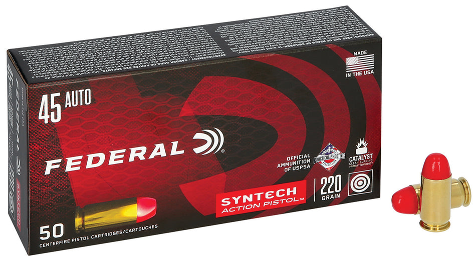 Federal .45 ACP/Auto American Eagle Syntech Action Pistol Total Syntech Jacket Flat Nose 220 Grain 50/Box