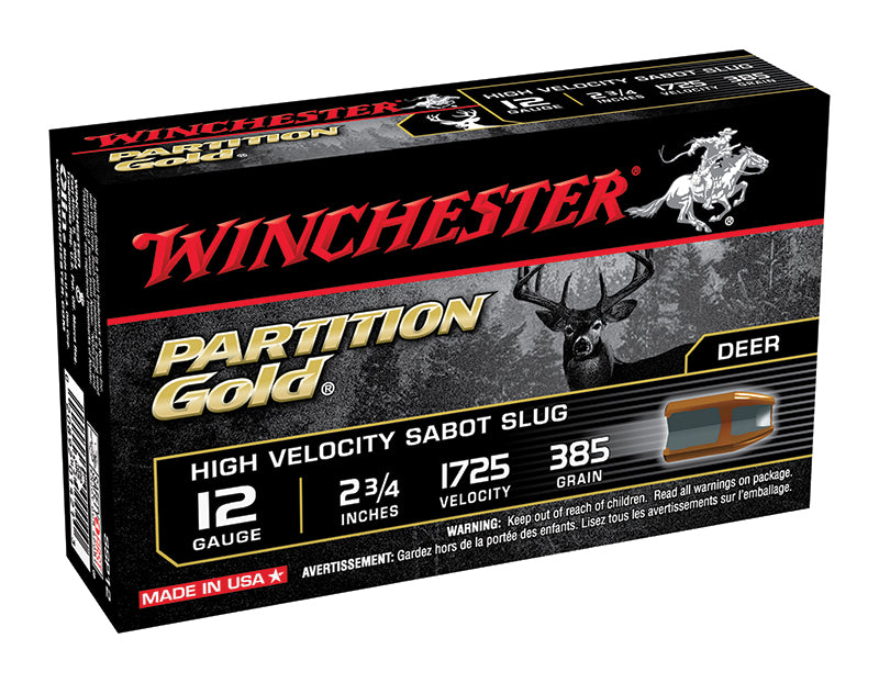 Winchester 12 Gauge PARTITION GOLD High Velocity Sabot Slug Deer Slug 7/8 oz 2.75 in 5/Box