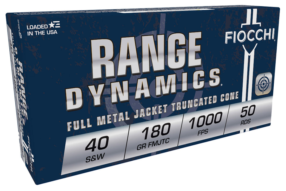 Fiocchi .40 S&W Range Dynamics Full Metal Jacket Truncated Cone 180 Grain 50/Box