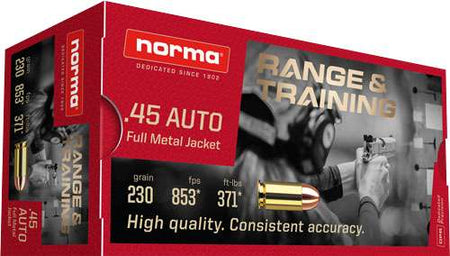 Norma .45 ACP/Auto Range & Training Full Metal Jacket 230 Grain 50/Box [Item 4611]