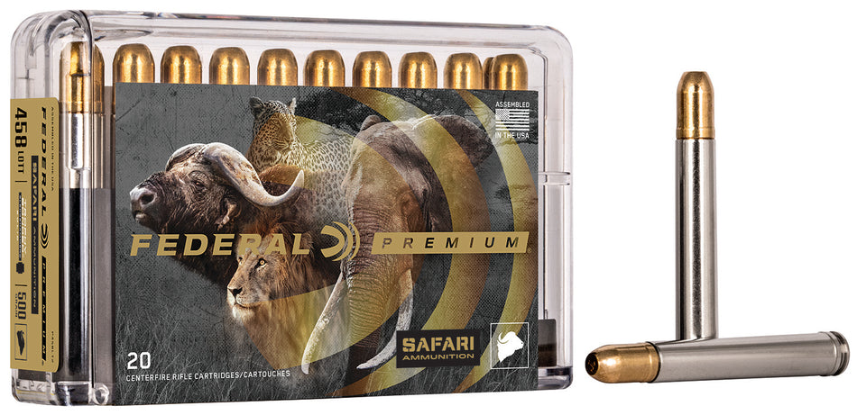 Federal .458 Winchester Mag Premium Safari Cape-Shok Trophy Bonded Sledgehammer Solid 500 Grain 20/Box