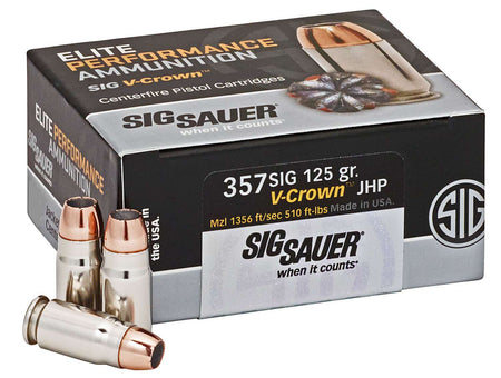Sig Sauer .357 Sig Elite Defense V-Crown Home Defense V-Crown Jacketed Hollow Point (VJHP) 125 Grain 50/Box