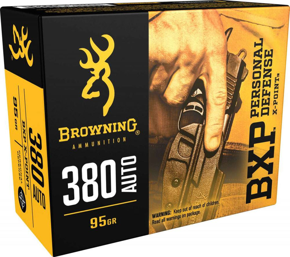 Browning .380 ACP/Auto BXP Personal Defense Home Defense X-Point Hollow Point (XHP) 95 Grain 20/Box