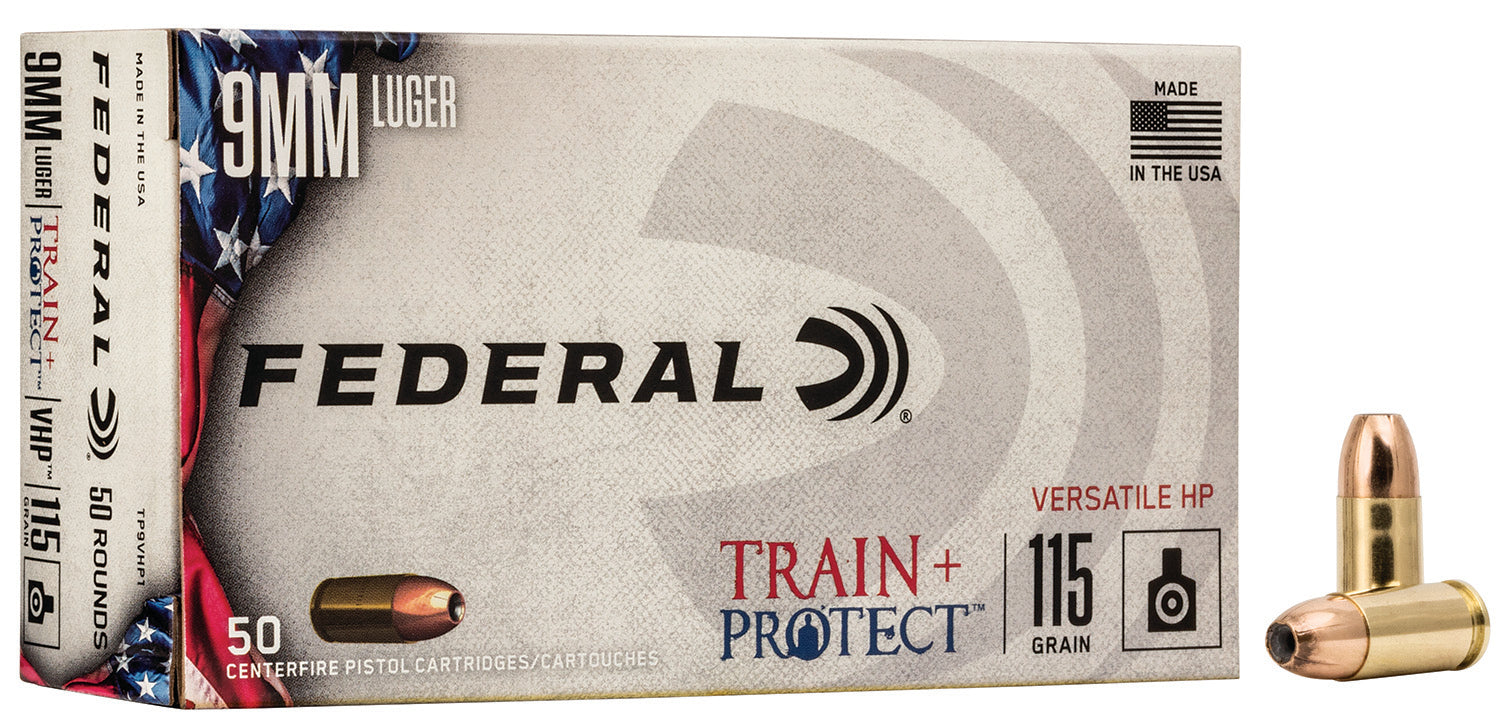Federal 9mm Luger / Parabellum Train & Protect Versatile Hollow Point 115 Grain 50/Box