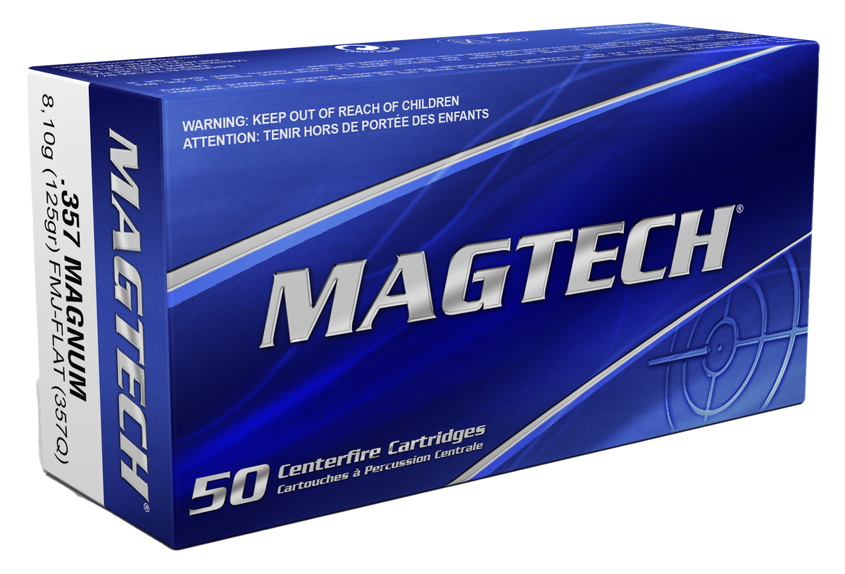 Magtech 357Q Range/Training FMJ Flat Point 125 Grain .357 Magnum 1405 fps 50 Per Box – 1000/Case