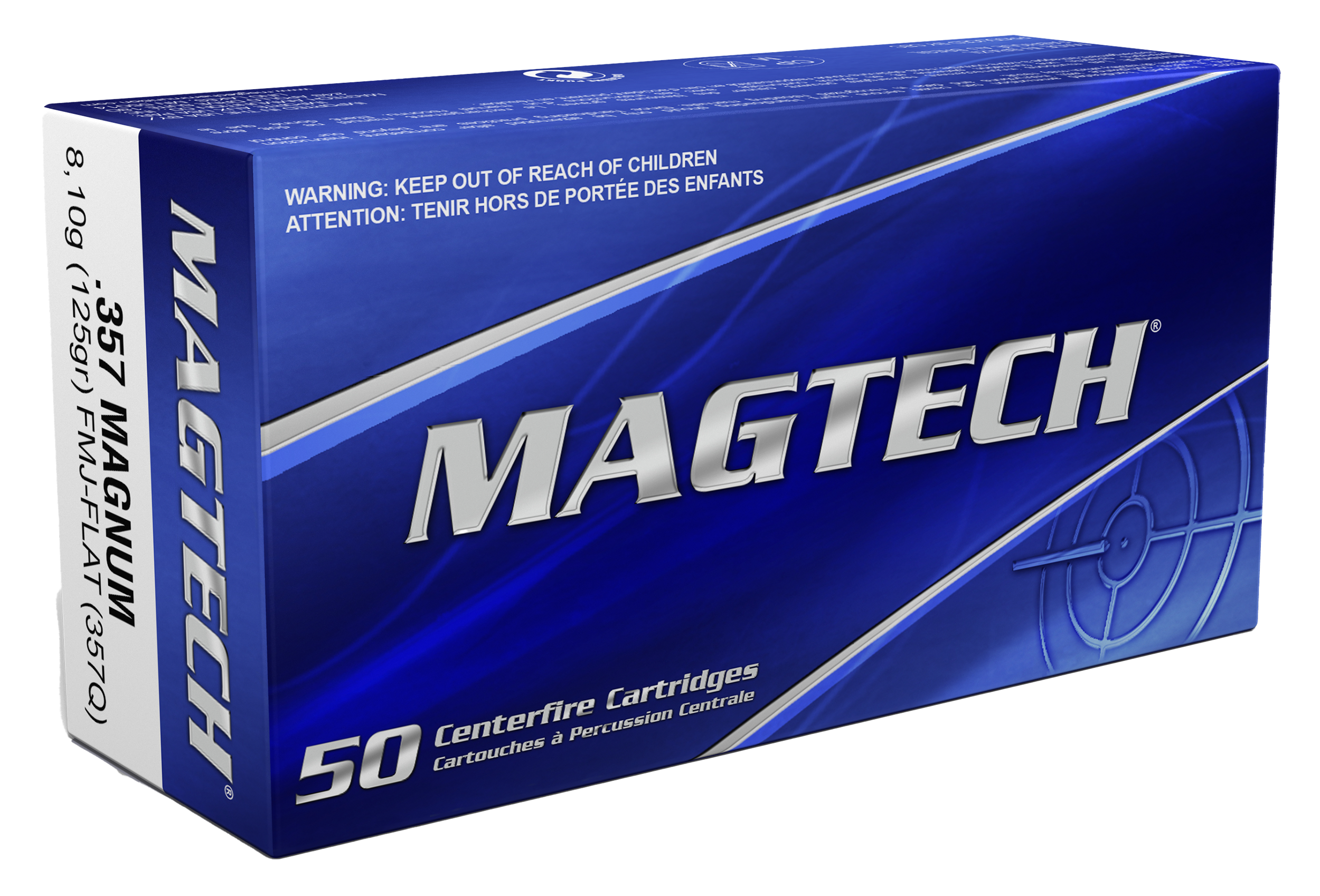 Magtech 357Q Range/Training FMJ Flat Point 125 Grain .357 Magnum 1405 fps 50 Per Box – 1000/Case