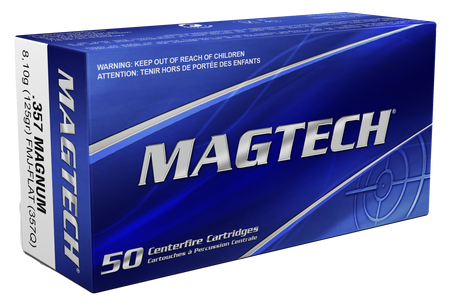 Magtech 357Q Range/Training FMJ Flat Point 125 Grain .357 Magnum 1405 fps 50 Per Box – 1000/Case