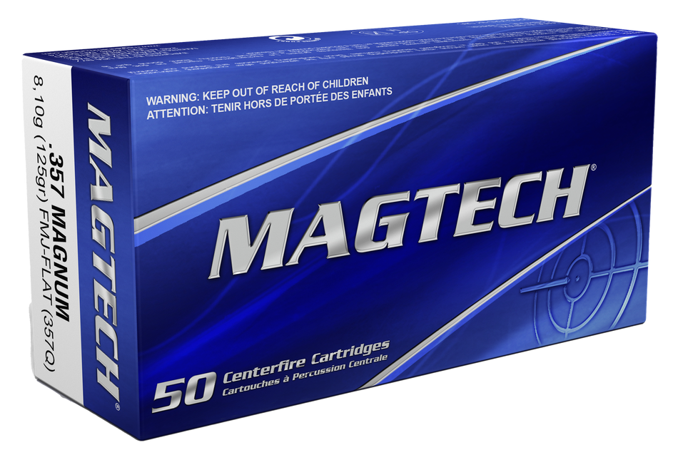 Magtech 357Q Range/Training FMJ Flat Point 125 Grain .357 Magnum 1405 fps 50 Per Box – 1000/Case